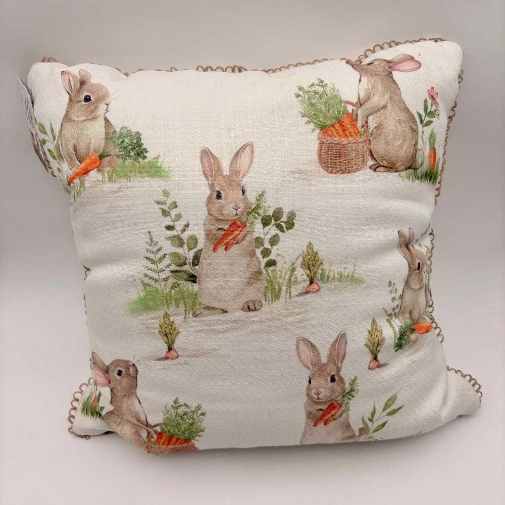 Mireille Designs Easter Bunny Rabbit Decorative Pillow‎ 18x18 Down Alternative